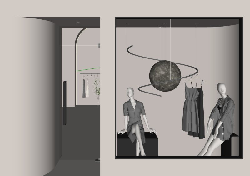 Modern clothing store storefront SU model 3D Model .c4d .max .obj .3ds .fbx .stl .blend 