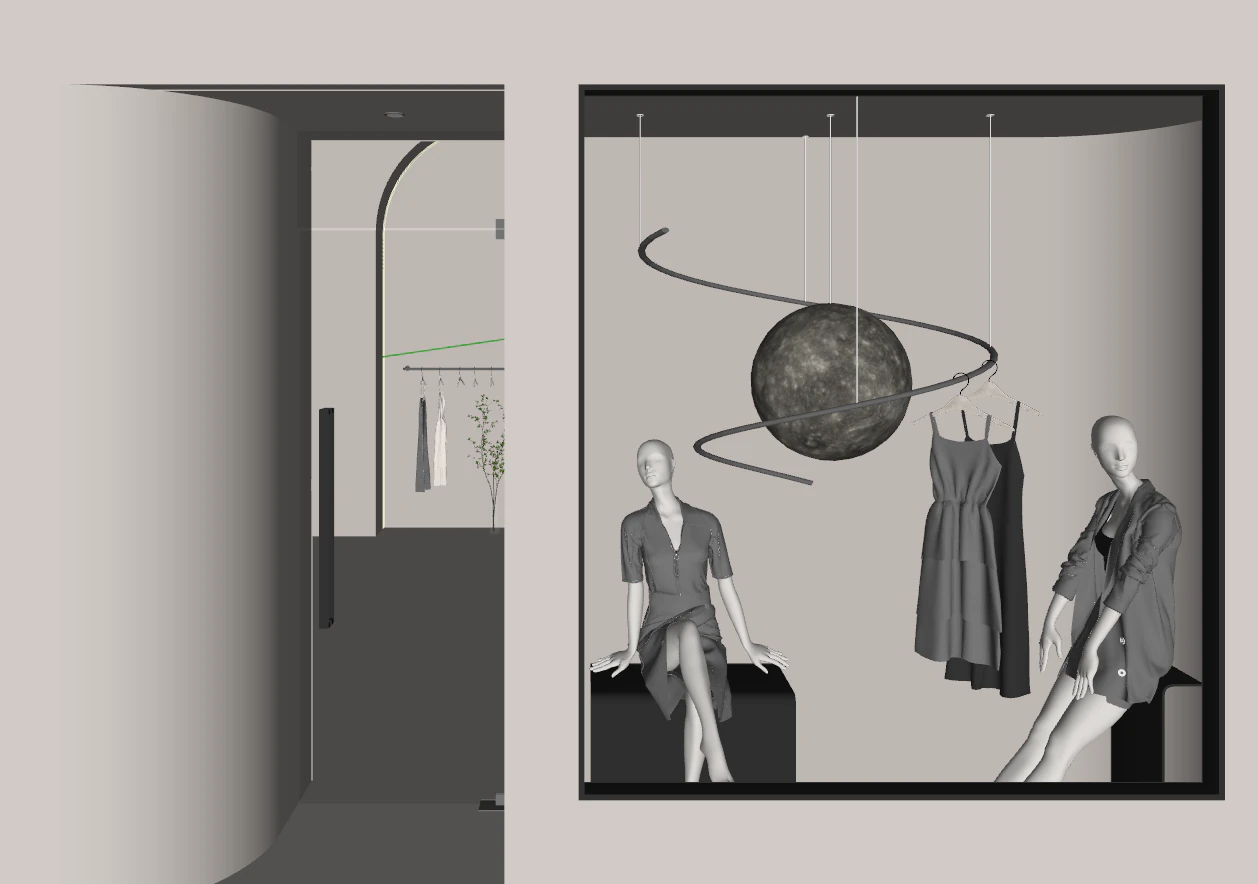 Modern clothing store storefront SU model 3D Model .c4d .max .obj .3ds .fbx .stl .blend
