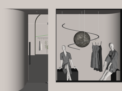 Modern clothing store storefront SU model 3D Model