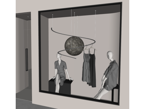 Modern clothing store storefront SU model 3D Model