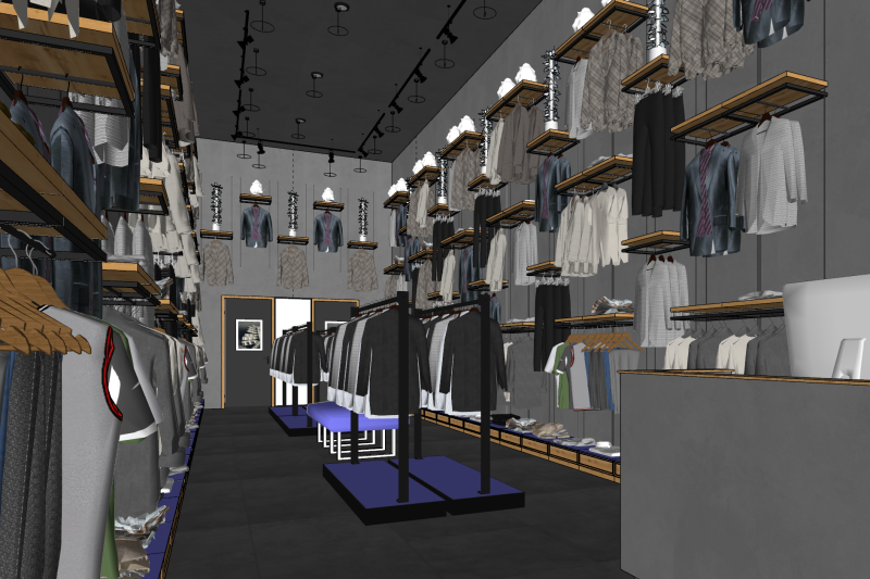 现代服装店店面男装店服装前台 3D 模型 .c4d .max .obj .3ds .fbx .stl .blend 