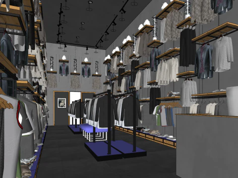 Modern clothing store storefront mens clothing store clothing front desk 3D Model