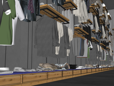 现代服装店店面男装店服装前台 3D 模型