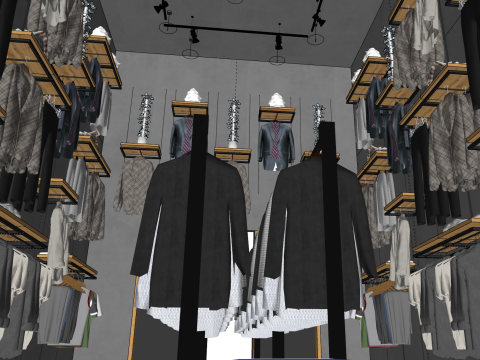 现代服装店店面男装店服装前台 3D 模型