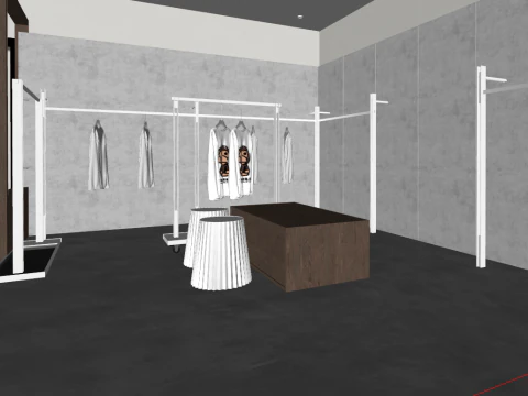 Modern clothing store aisle exhibition hall aisle office aisle cobblestones green plants for la 3D Model