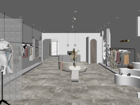 File sorgente del modello di SketchUp per un moderno negozio di abbigliamento Modello 3D