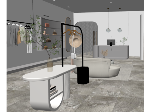 File sorgente del modello di SketchUp per un moderno negozio di abbigliamento Modello 3D