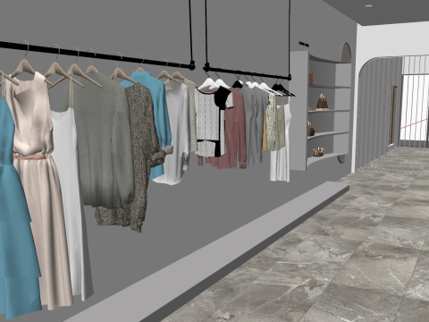 File sorgente del modello di SketchUp per un moderno negozio di abbigliamento Modello 3D