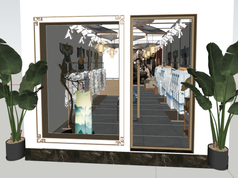 Templat Desain Toko Pakaian SketchUp Model 3D