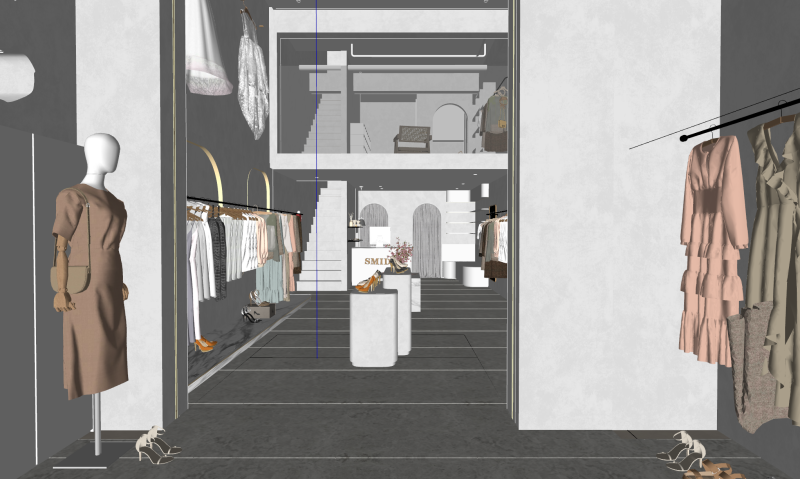 Wabi Sabi Toko Fashion Model Pakaian Dekorasi Kombinasi Meja Depan Model 3D .c4d .max .obj .3ds .fbx .stl .blend