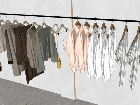 Wabi Sabi Toko Fashion Model Pakaian Dekorasi Kombinasi Meja Depan Model 3D