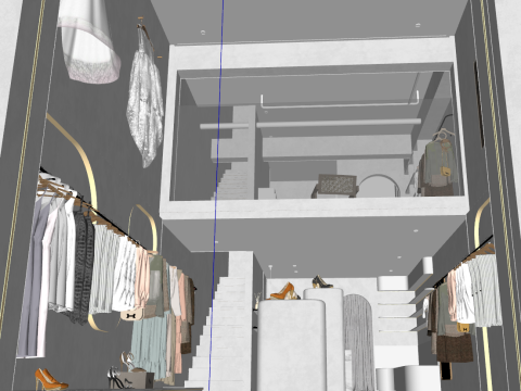 Wabi Sabi Toko Fashion Model Pakaian Dekorasi Kombinasi Meja Depan Model 3D