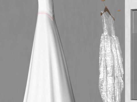 Wabi Sabi Toko Fashion Model Pakaian Dekorasi Kombinasi Meja Depan Model 3D