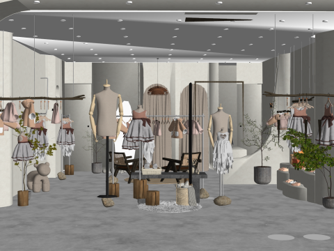 SU model of commercial space in clothing stores 3D Model