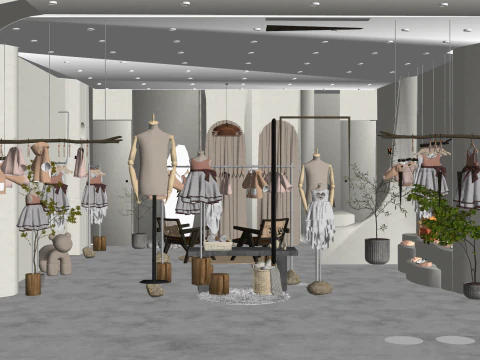 SU model of commercial space in clothing stores 3D Model