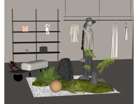 SU model for clothing store decoration design 3D Model
