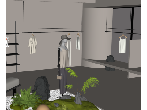 SU model for clothing store decoration design 3D Model