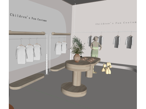 Warm childrens clothing store SketchUp source file 3D Model