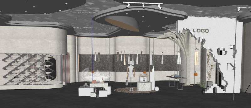 SketchUp-modelbronbestand voor moderne kledingwinkel 3D Model .c4d .max .obj .3ds .fbx .stl .blend 