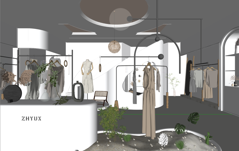 现代奢华服装店 3D 模型 .c4d .max .obj .3ds .fbx .stl .blend 