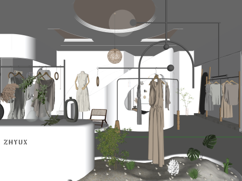 Modern luxury clothing store 3D Model