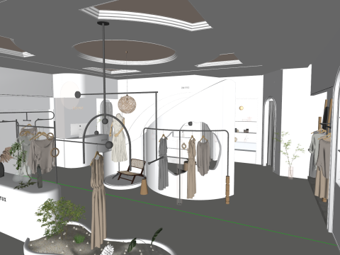 现代奢华服装店 3D 模型
