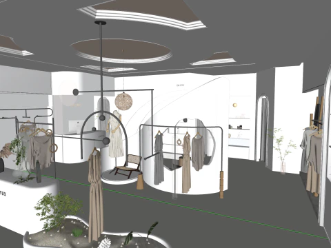 Modern luxury clothing store 3D Model