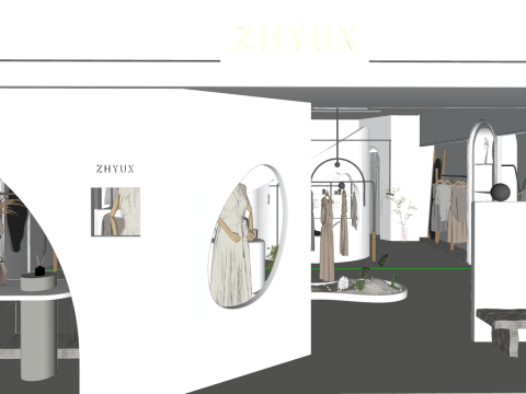 现代奢华服装店 3D 模型