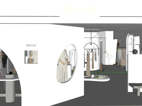 Modern luxury clothing store 3D Model