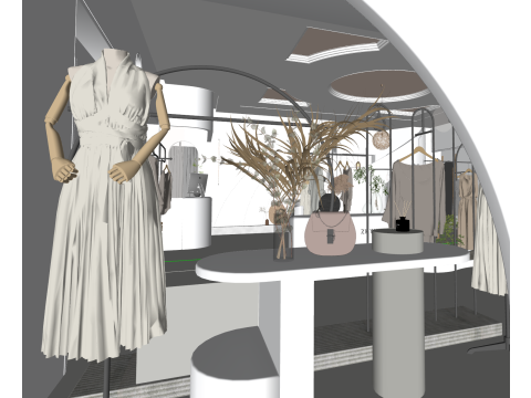 现代奢华服装店 3D 模型