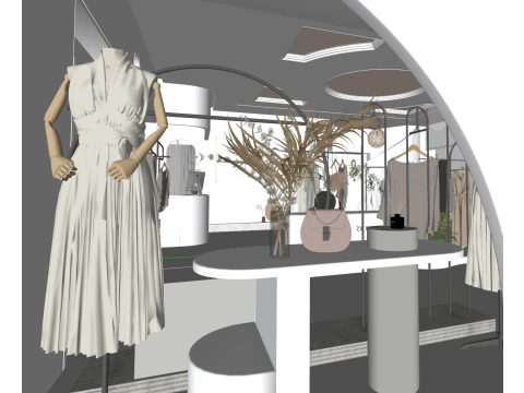 Modern luxury clothing store 3D Model