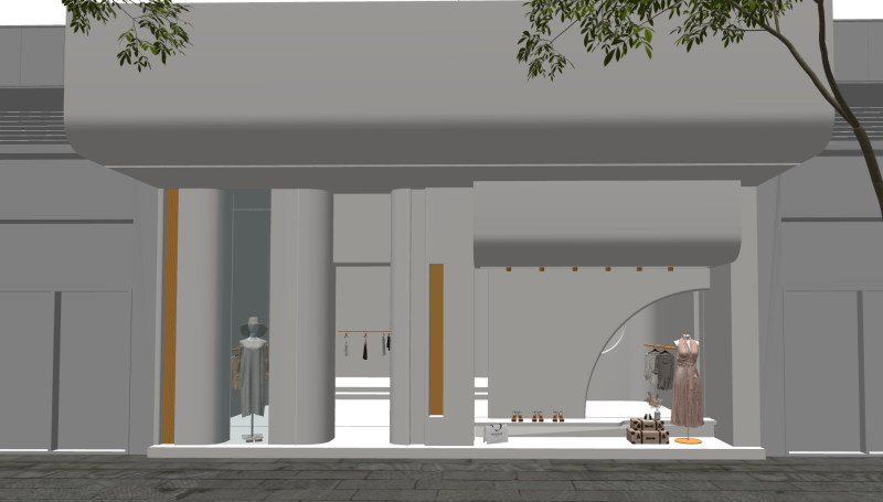 Progetto di costruzione dello spazio SU per un negozio di abbigliamento minimalista Modello 3D .c4d .max .obj .3ds .fbx .stl .blend