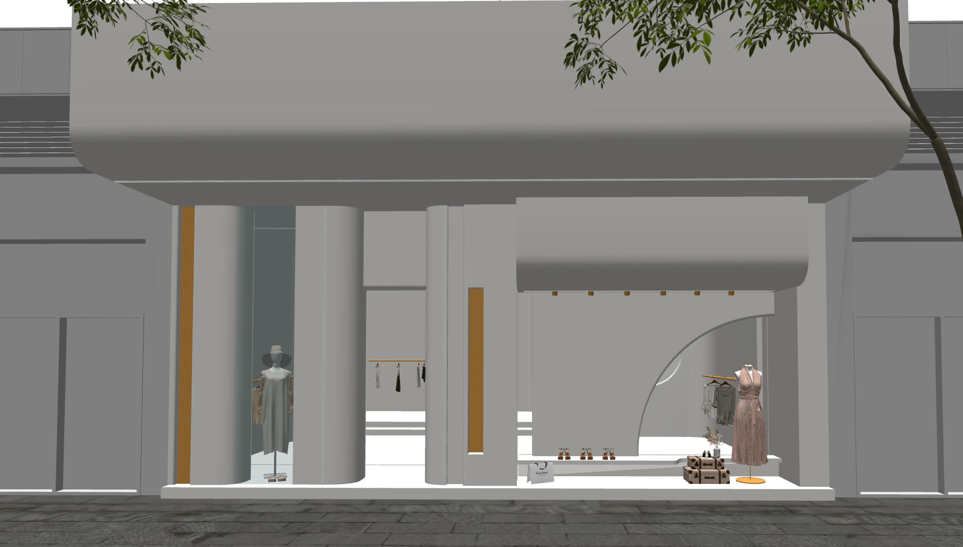 SU Space Construction Design for a Minimalist Clothing Store 3D Model .c4d .max .obj .3ds .fbx .stl .blend