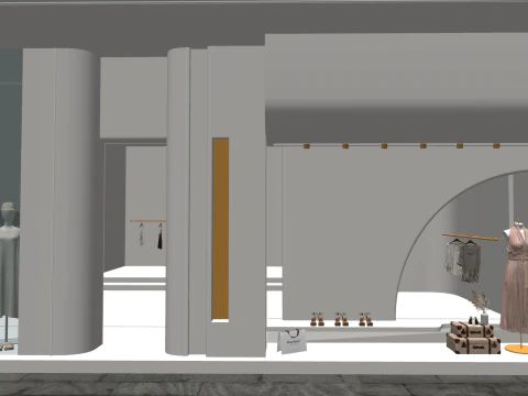 SU Space Construction Design for a Minimalist Clothing Store 3D Model