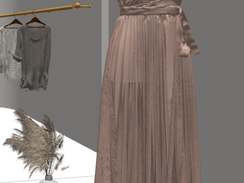 Progetto di costruzione dello spazio SU per un negozio di abbigliamento minimalista Modello 3D