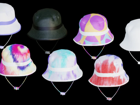 6 cappelli da pescatore Modello 3D