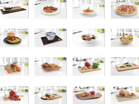 16 juegos de comida de catering. Modelo 3D