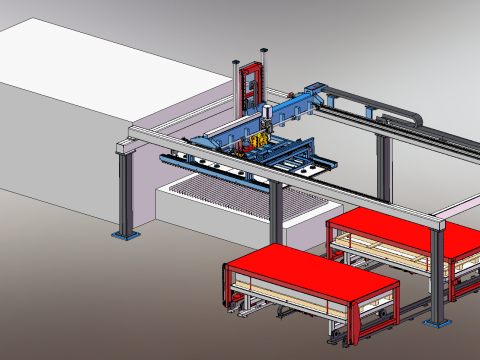 Загрузка и разгрузка станка для лазерной резки 3D Модель