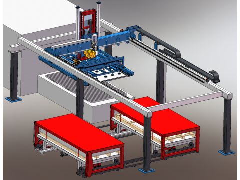 Laser cutting machine loading and unloading 3D Model