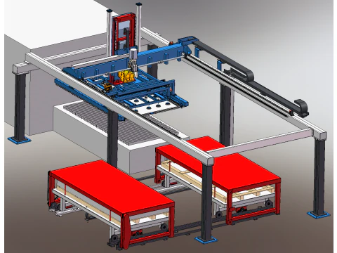 Laser cutting machine loading and unloading 3D Model