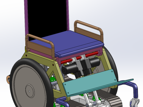 Wózek inwalidzki typu Crawler do wchodzenia po schodach Model 3D