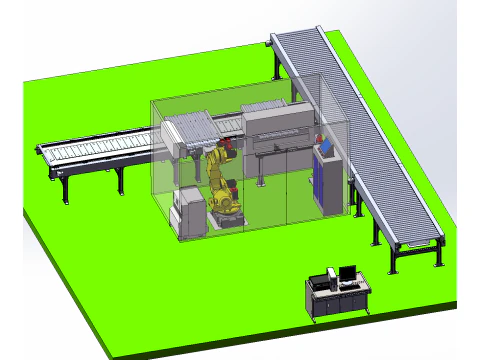 Esta&ccedil;&atilde;o de marca&ccedil;&atilde;o a laser na face final da barra de a&ccedil;o Modelo 3D
