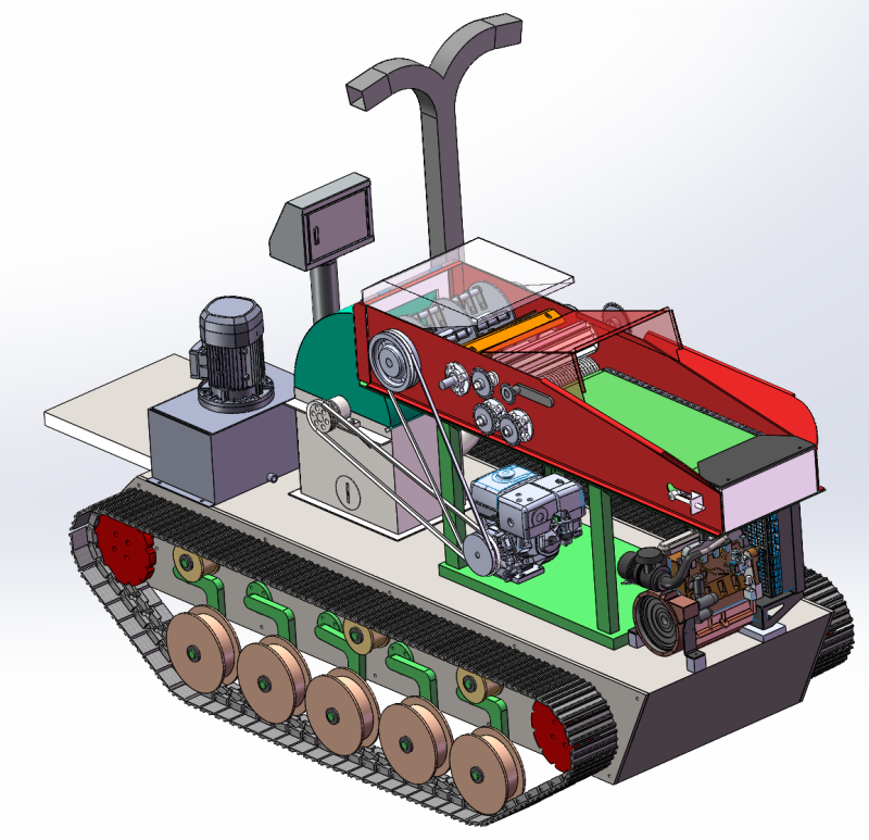 Самоходная гусеничная дробилка соломы SW22, редактируемая 3D Модель .c4d .max .obj .3ds .fbx .stl .blend 