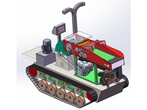 Self-propelled crawler straw crusher sw22 editable 3D Model