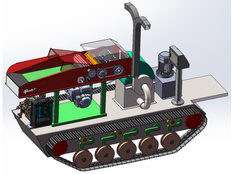 Самоходная гусеничная дробилка соломы SW22, редактируемая 3D Модель