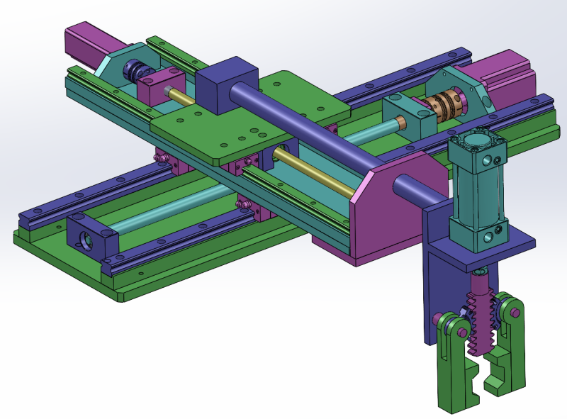 Suwak poprzeczny XY z urządzeniem robota SolidWorks edytowalny Model 3D .c4d .max .obj .3ds .fbx .stl .blend