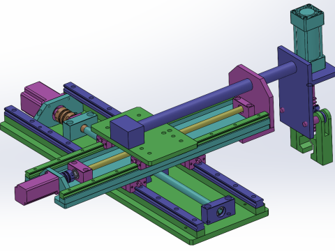 Suwak poprzeczny XY z urządzeniem robota SolidWorks edytowalny Model 3D