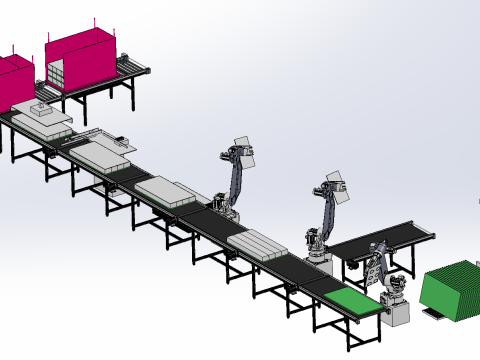 संगमरमर पर्दा साइडिंग प्रसंस्करण लाइन 3D मॉडल
