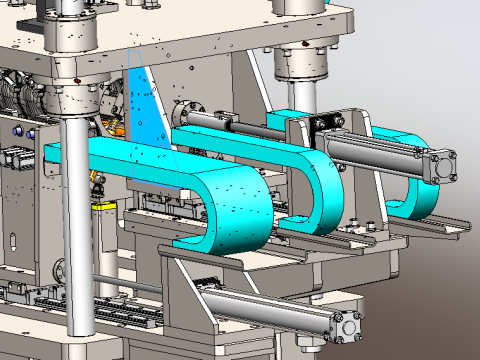 चार-सिलेंडर तेल कक्ष रिसाव का पता लगाने वाला कार्यक्षेत्र 3D मॉडल