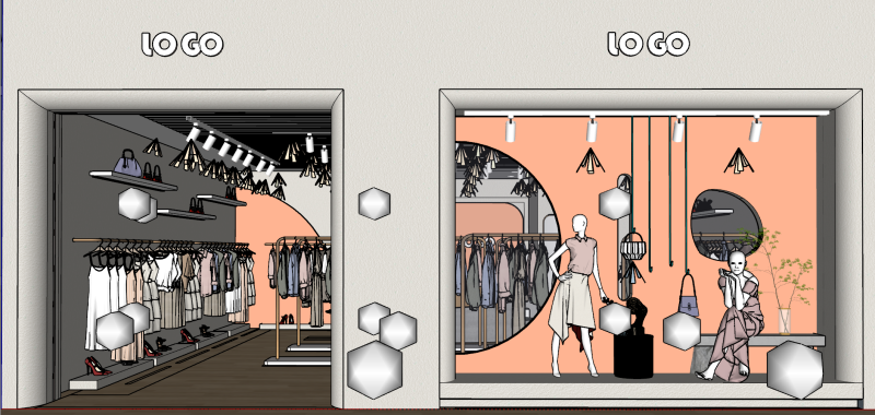 Modern clothing luggage store 3D Model .c4d .max .obj .3ds .fbx .stl .blend 